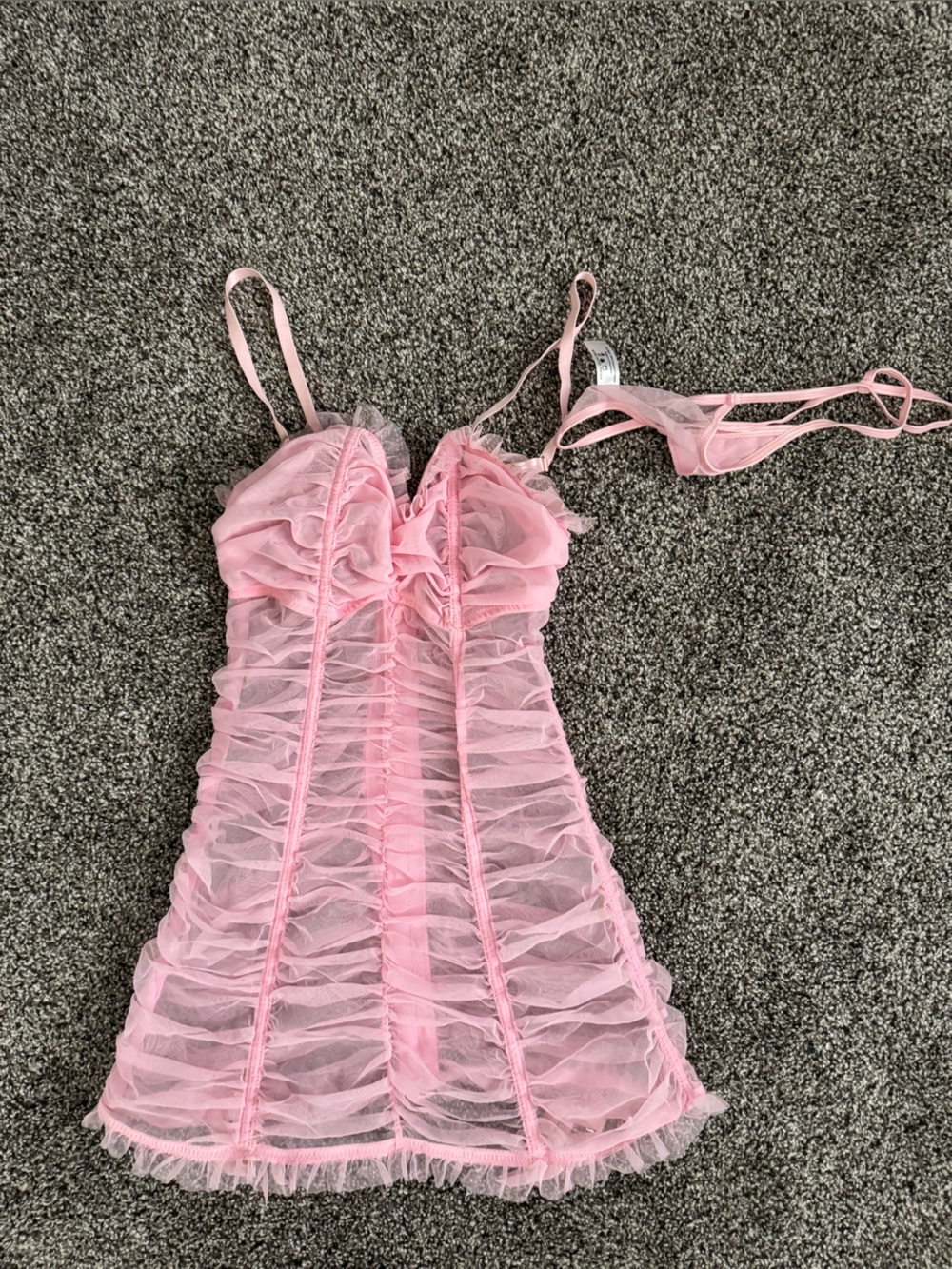 Dreamgirl Pink Sheer Ruffled Bustier Chemise